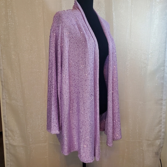 Alfred Dunner Sweaters - Alfred Dunner Cardigan, Lavender/Lilac With Sequins Women's, Size 3X
